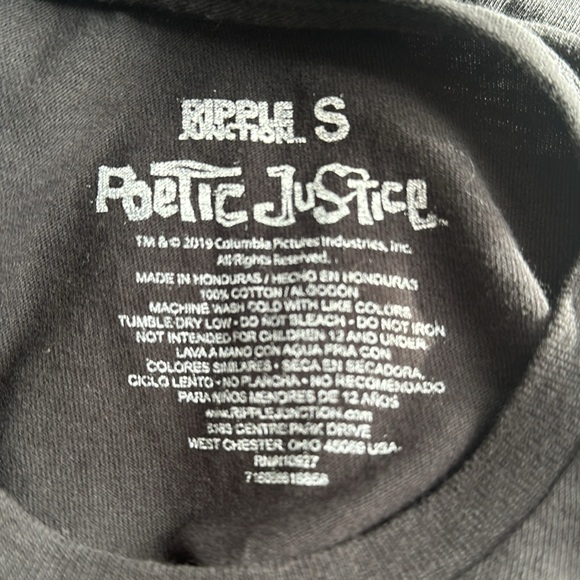 2Pac Poetic Justice Tupac Shakur Mens S Black Short Sleeve T-Shirt - Picture 4 of 4